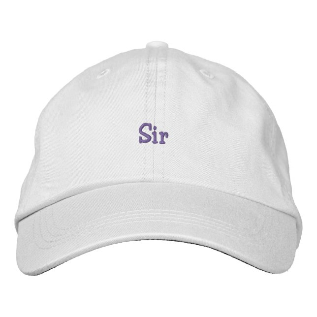 Sir Printed Custom Cap Text White Elegant Hat (Front)