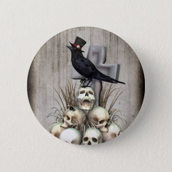 Sir Raven Skully Button by xgdesignsnyc at Zazzle