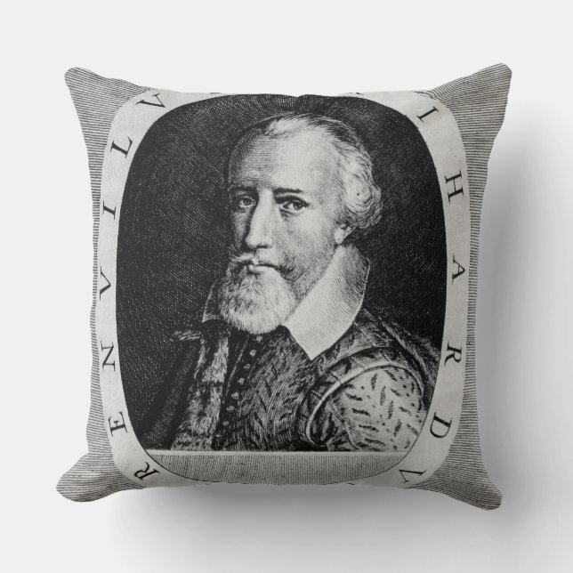 Sir Richard Grenville (c.1541-91), from 'Newe Welt Throw Pillow (Front)