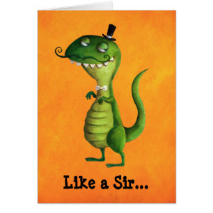 Sir T-rex with Moustaches Cards