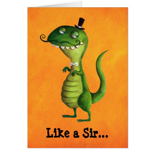Sir T-rex with Moustaches Cards (Front)