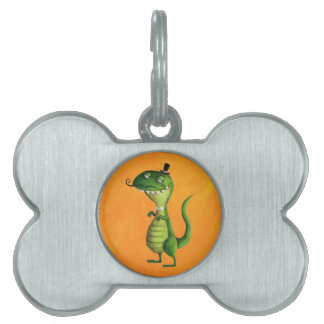 Sir T-rex with Moustaches Pet Name Tag
