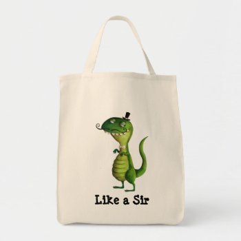Sir T-rex With Moustaches Tote Bag by partymonster at Zazzle