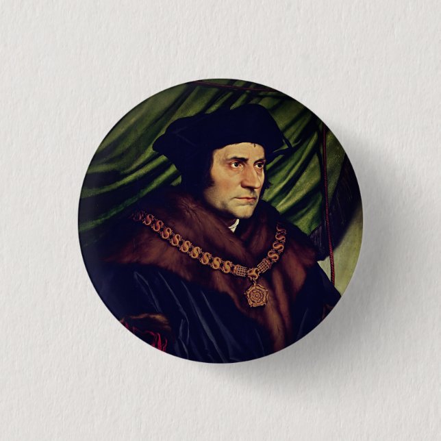 Sir Thomas More - by Hans Holbein, the Younger Button (Front)