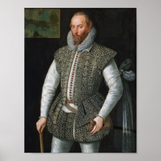 Sir Walter Raleigh Portrait - William Segar Poster