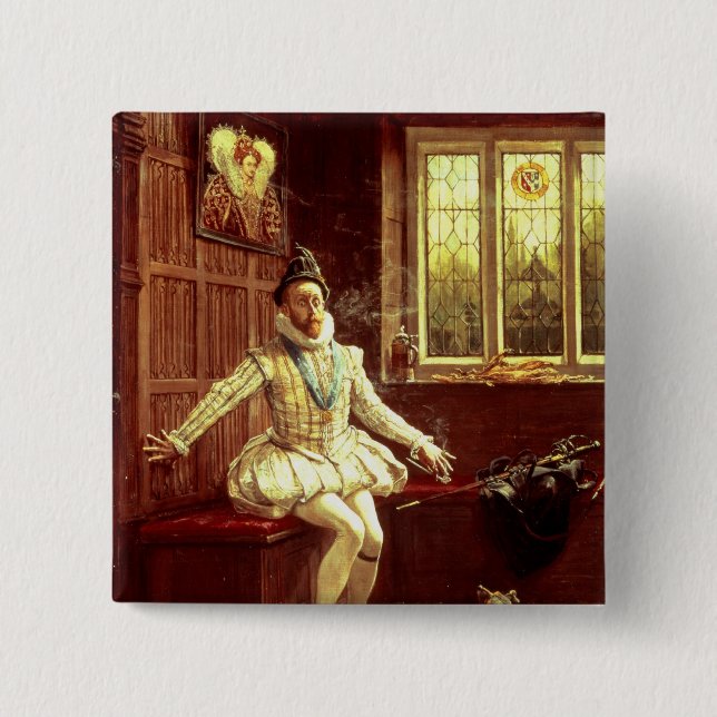 Sir Walter Raleigh's  First Smoke Button (Front)
