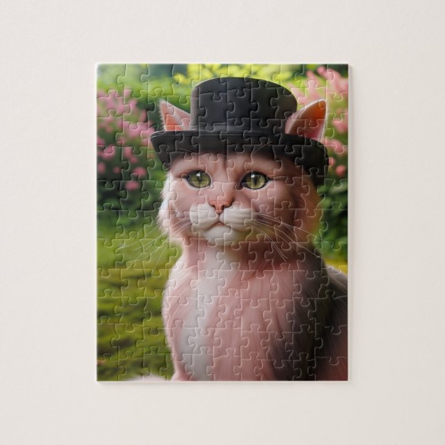  Sir Whiskers the Cat in Bloom Jigsaw Puzzle (Vertical)