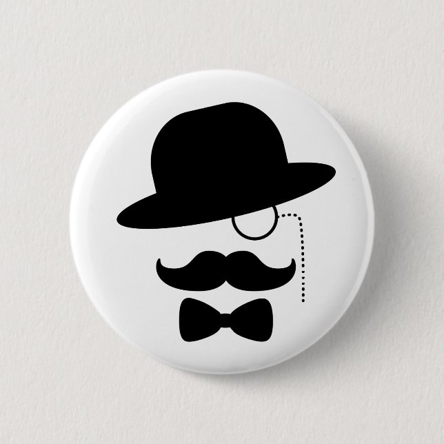 Sir with Moustache Pinback Button (Front)