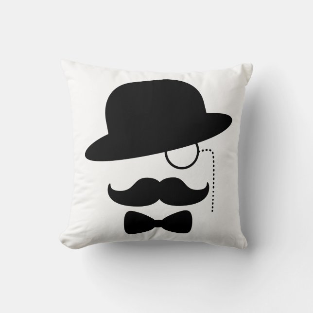 Sir with Moustache Throw Pillow (Front)