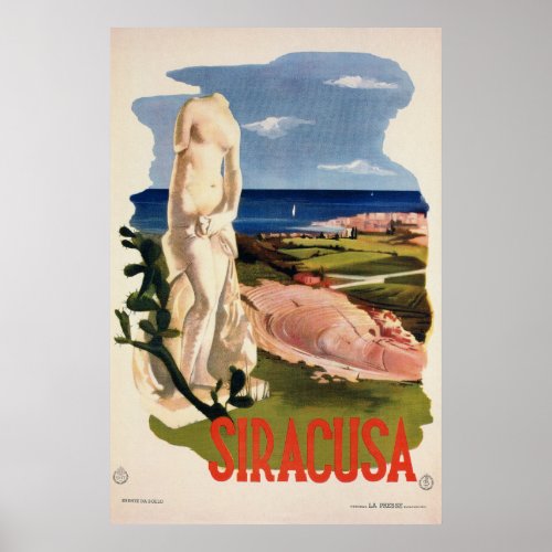 Siracusa Syracuse Italy vintage Italian travel Poster