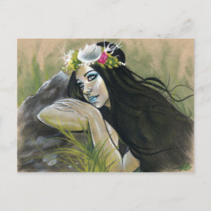 Siren dark mermaid postcard