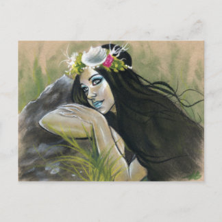 Siren dark mermaid postcard