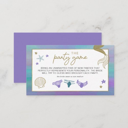 SIREN Mermaid Beach Bachelorette Panty Game Card