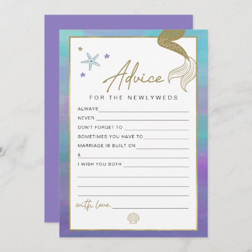 SIREN Mermaid Newlywed Advice and Wishes Game Card