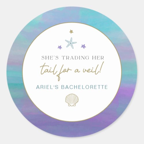  SIREN Mermaid Tail for a Veil Bachelorette Ocean Classic Round Sticker