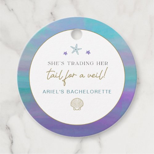  SIREN Mermaid Tail for a Veil Bachelorette Ocean Favor Tags