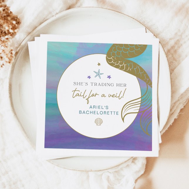  SIREN Mermaid Tail for a Veil Bachelorette Ocean Napkins (Creator Uploaded)