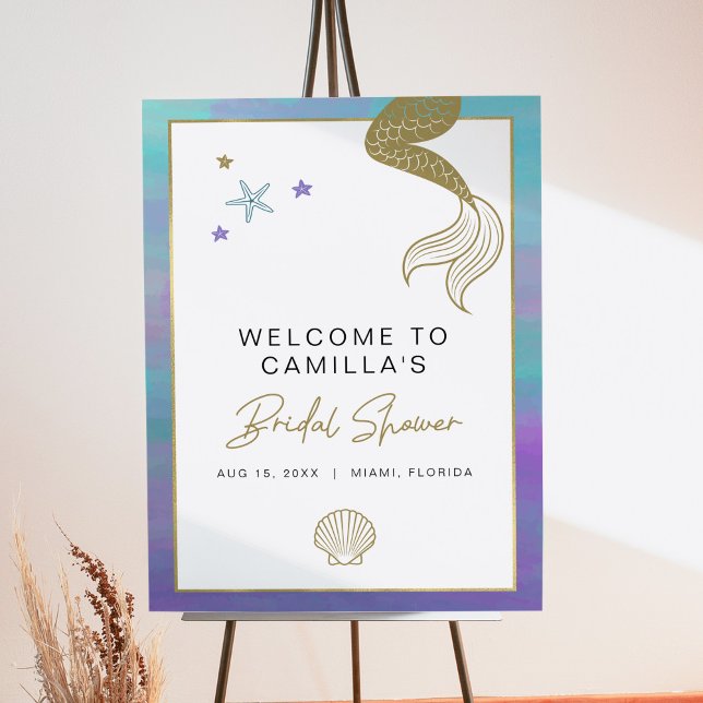 SIREN Mermaid Tropical Beach Bridal Shower Welcome Foam Board (Creator Uploaded)