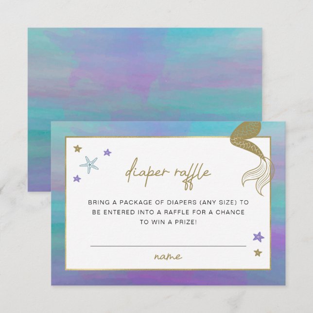 SIREN Mermaid Tropical Beach Diaper Raffle Ticket  Invitation (Front/Back)