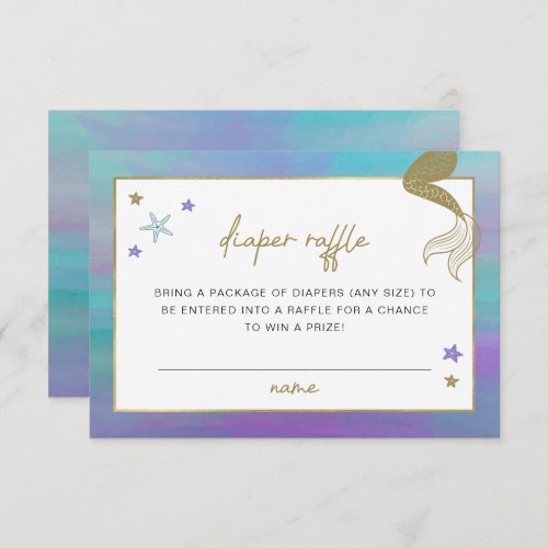 SIREN Mermaid Tropical Beach Diaper Raffle Ticket  Invitation