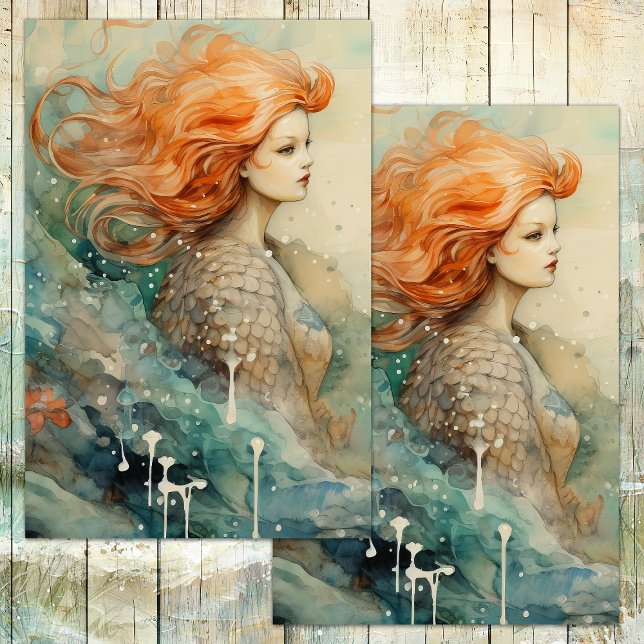 SIREN OF THE SEA MERMAID DECOUPAGE TISSUE PAPER (SIREN OF THE SEA MERMAID DECOUPAGE TISSUE PAPER)