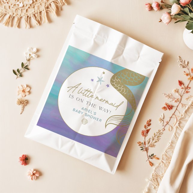SIREN Purple Gold Mermaid Ocean Sea Baby Shower Favor Bag (Creator Uploaded)