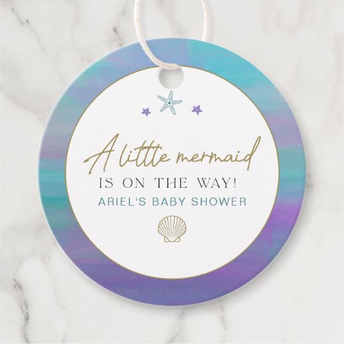 SIREN Purple Gold Mermaid Ocean Sea Baby Shower Favor Tags