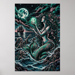 Siren’s Cove Dark Mermaid Nautical Horror Poster
