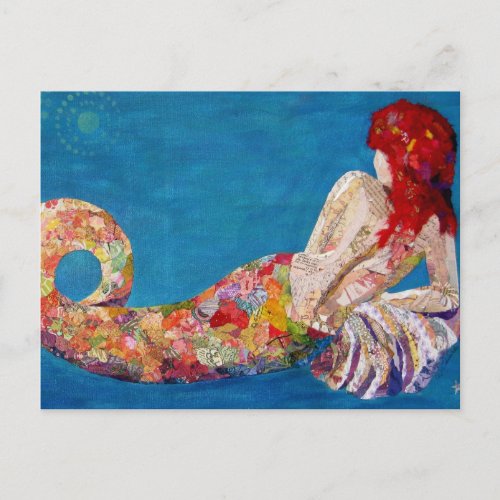 Siren Sister _ mermaid collage art Postcard