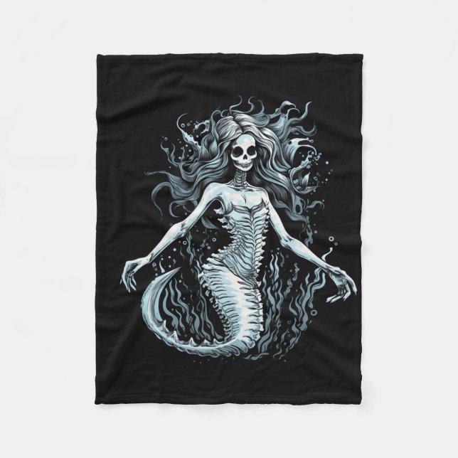Siren Skeleton Mermaid Skull Tee Women Men Kids Bo Fleece Blanket (Front)