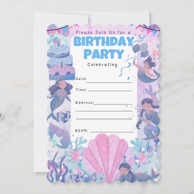 SIRENA Birthday Party Celebration  Invitation (Front)
