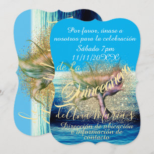 Sirena Cola Splash Sparkle Quinceañera Celebración Invitation