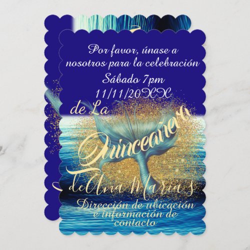 Sirena Cola Splash Sparkle Quinceaera Celebracin Invitation