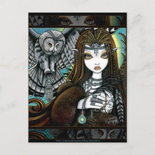 Sirin Owl Goddess Tribal Tattoo Fae Postcard