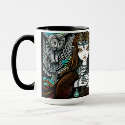 Sirin Tribal Steampunk Angel with Owl Familiar Mug