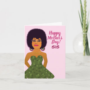 Fashion Woman Black Hat Personalized Mother's Day Card