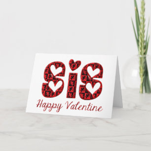Sis I Love You Cute Cupid Typography Valentine Holiday Card