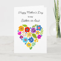 Sis-in-Law Mothers Day or Birthday Greeting Card