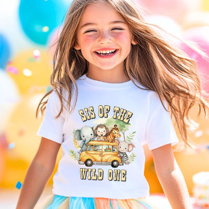 Sis of the Wild One boys birthday safari animals T-Shirt