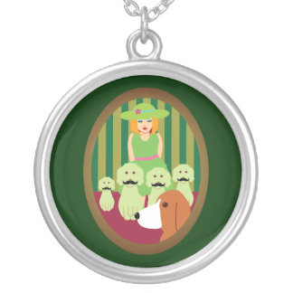 Sis & P and the Mustached Dogs of Mystery Silver Plated Necklace