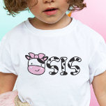 Sis Sister Cow Birthday Party T-Shirt<br><div class="desc">Sis or sister cow birthday party t-shirt featuring a baby cow with a pink bow and cow print letters. This t-shirt is the perfect outfit for a cow-themed birthday party. Check out my shop for matching t-shirts for other family members.</div>