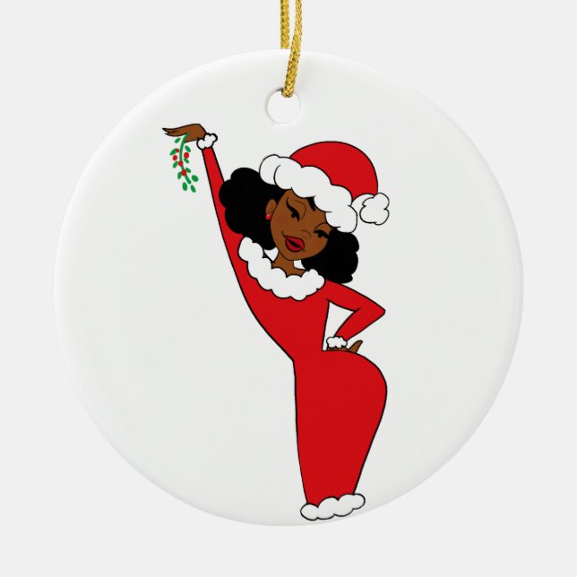 Sista Claus Almondy Ceramic Ornament (Front)