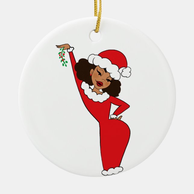 Sista Claus Caramel Ceramic Ornament (Front)