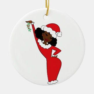 Sista Claus Chocolate Ceramic Ornament
