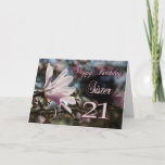 Sister 21st Birthday with magnolia Card<br><div class="desc">A beautiful pink magnolia growing on a tree in springtime. A beautiful card that will be sure to please your sister on her 21st birthday.</div>