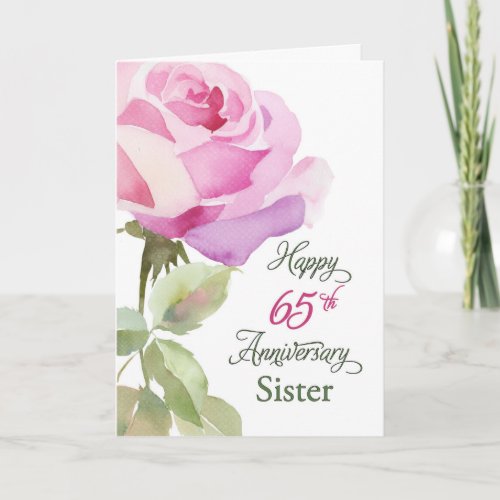 Sister 65th Anniversary Catholic Nun Pink Rose Card