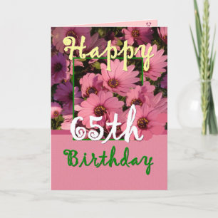 SISTER - 65th Birthday with Pink Daisy Flowers Card