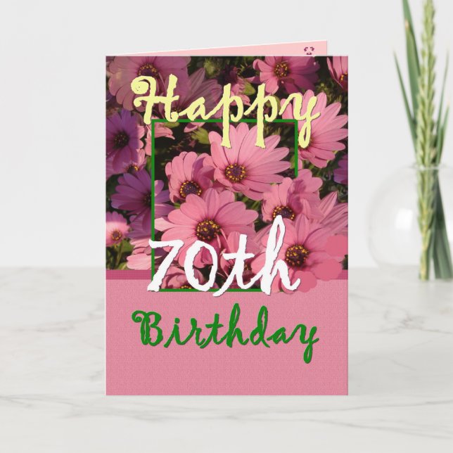 SISTER - 70th Birthday with Pink Daisy Flowers Card (Front)