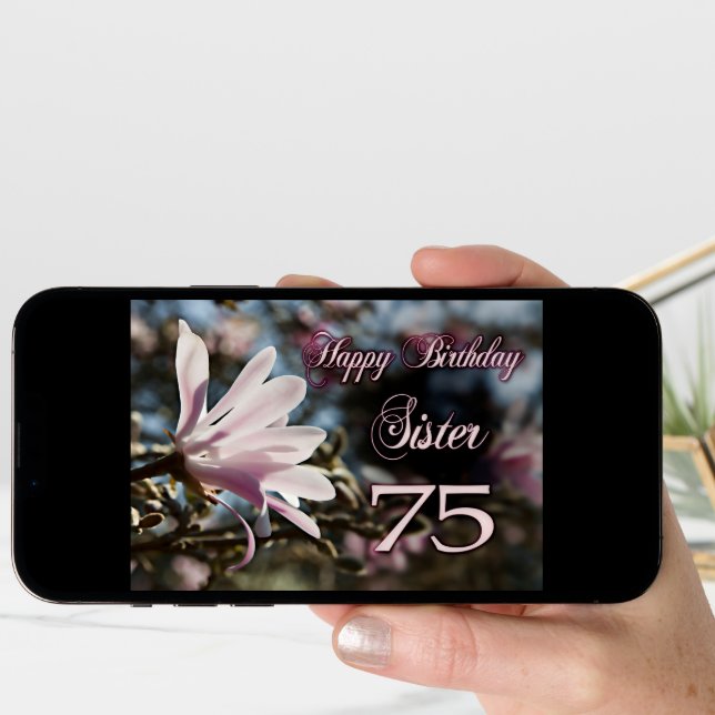 Sister 75th Birthday with magnolia Card (Front Digital)