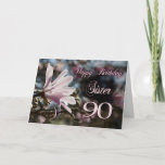 Sister 90th Birthday with magnolia Card<br><div class="desc">A beautiful pink magnolia growing on a tree in springtime. A beautiful card that will be sure to please your sister on her 90th birthday.</div>